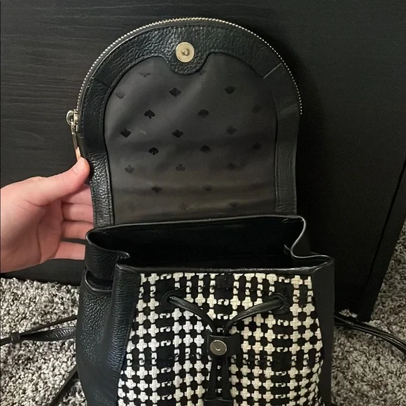 Kate Spade Black and Cream Checkered Backpack - Picture 2 of 5